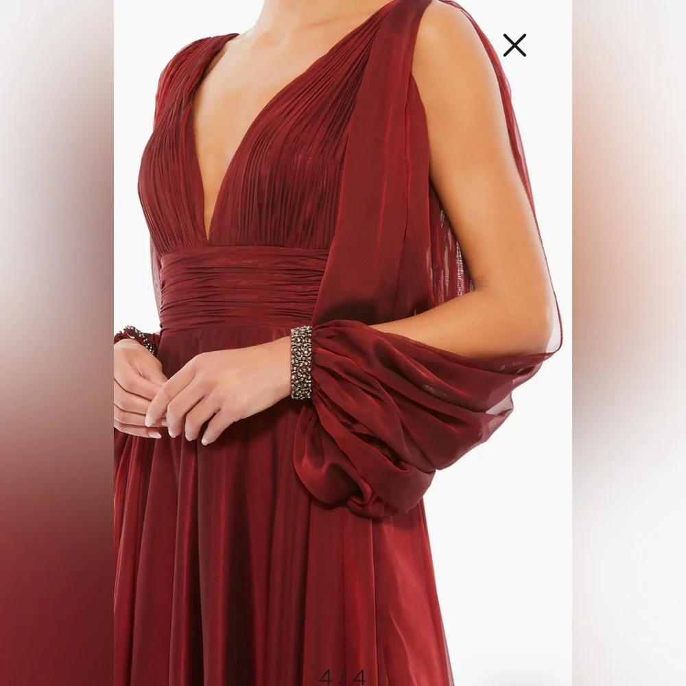 Mac Duggal Burgundy Red Maxi Evening Gown - Picture 7 of 10